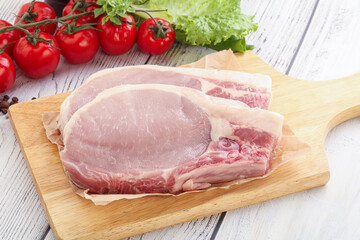 Raw pork t-bone steak for grill