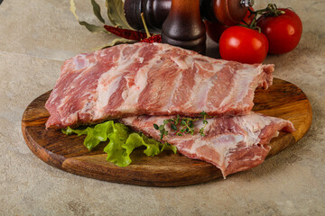 Raw pork ribs for cooking