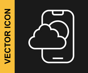 White line Weather forecast app icon isolated on black background. Vector