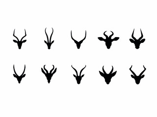 horn animal label silhouette set.antlers label