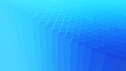 Abstract blue geometric background with many cuboids, 3D render technology illustration.