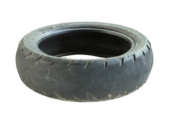 Old tire of motorcycle (with clipping path) isolated on white background