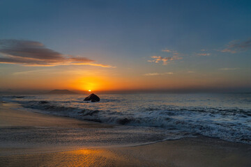 Beautiful view of the sea against the blue sky at sunset.