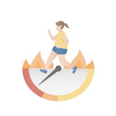 Calories exercise calculate to lose weight,fat woman in sport wear Fitness and running,Calories burned routine activity,Healthy Lifestyle,Vector illustration.