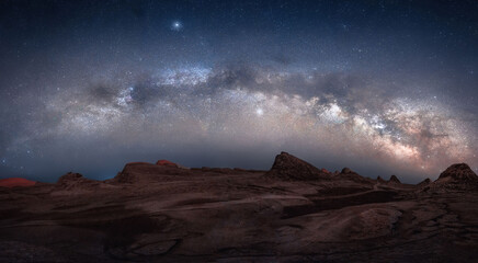 Mysterious view of the beautiful milky way over the rocks - obrazy, fototapety, plakaty