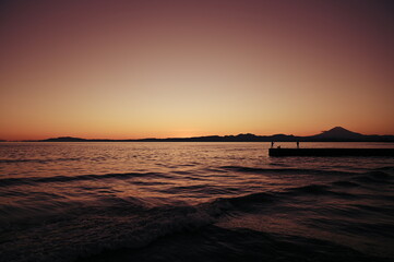 夕焼けの海