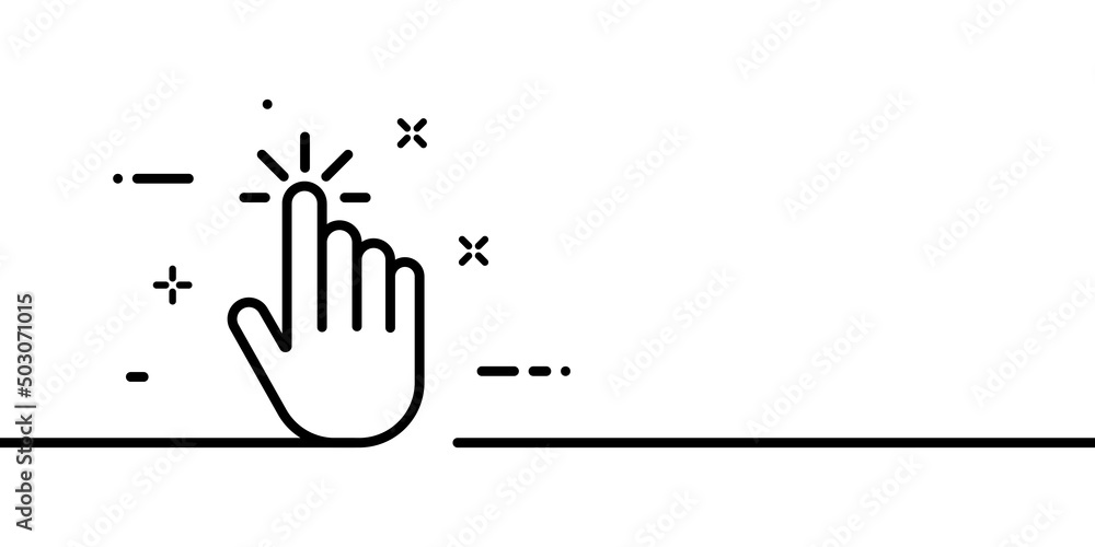 Poster hand line icon. pointer, mouse, finger. cursor concept. one line style. vector line icon for busines