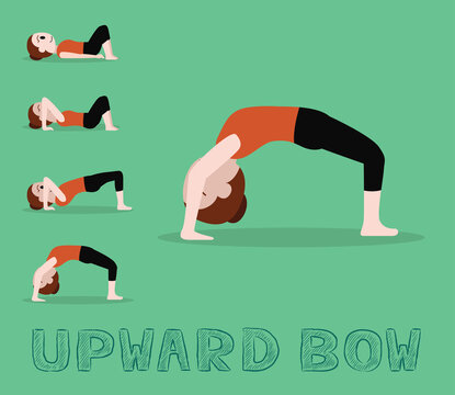 Yoga Tutorial Upward Bow Pose Cute Cartoon Vector Illustration