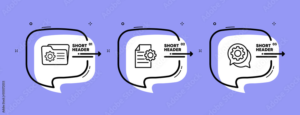 Poster setting set icon. setting up folders and files, support service, hotline, consultant. gear concept. 
