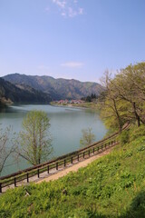 Obraz premium 只見線・大志地区（福島県・三島町）