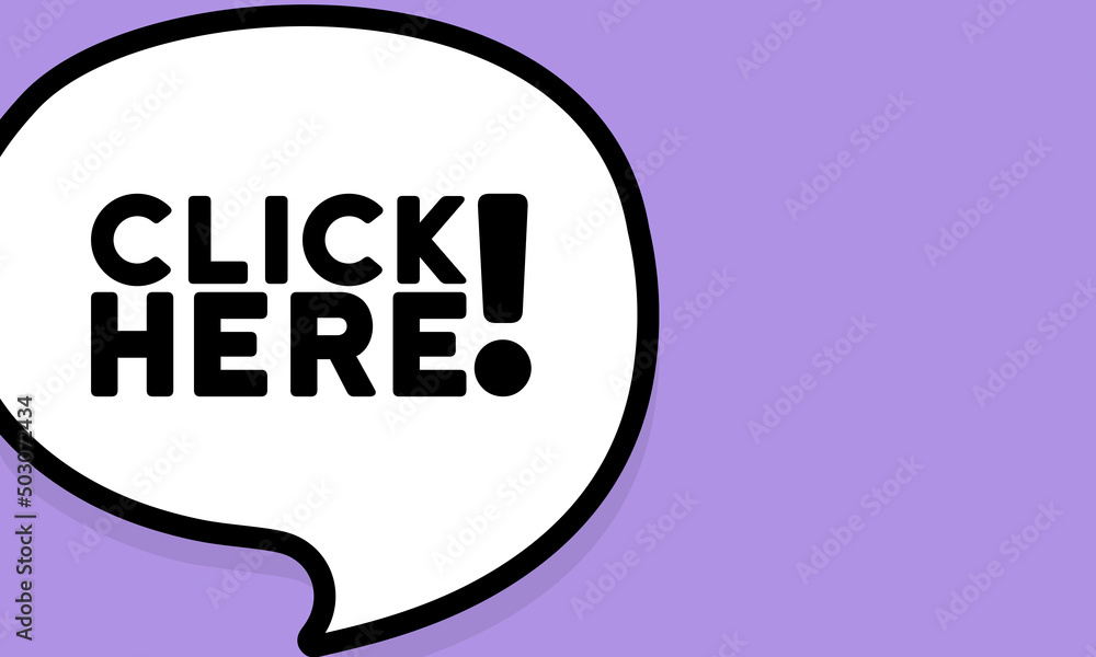Poster speech bubble with click here text. boom retro comic style. pop art style. vector line icon for busi