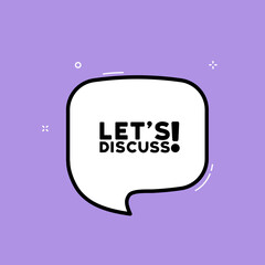 Speech bubble with lets discuss text. Boom retro comic style. Pop art style. Vector line icon for Business and Advertising