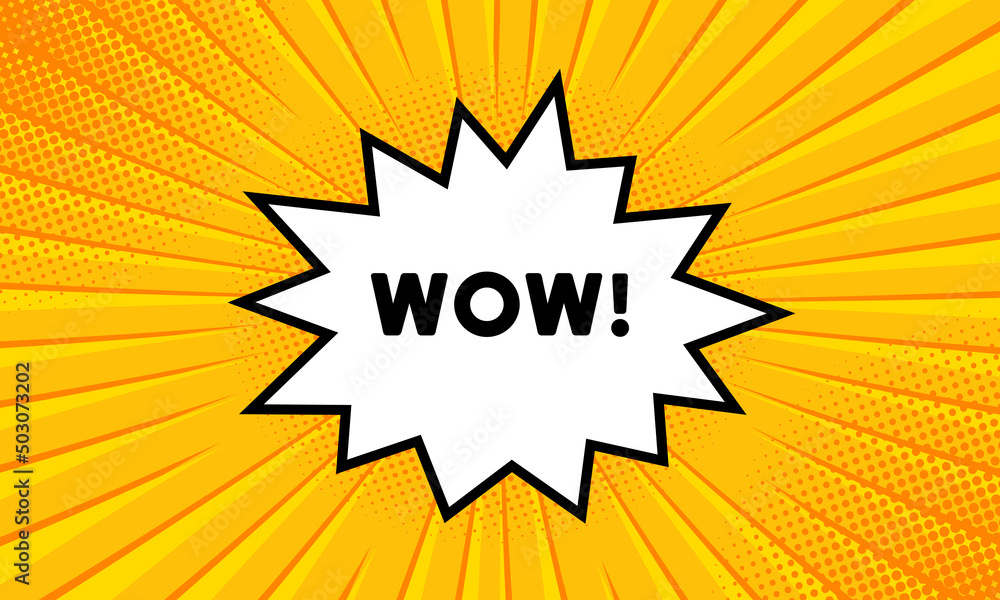 Poster speech bubble with wow text. boom retro comic style. pop art style. vector line icon for business an