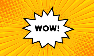 Speech bubble with wow text. Boom retro comic style. Pop art style. Vector line icon for Business and Advertising