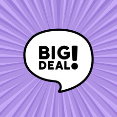 Speech bubble with big deal text. Boom retro comic style. Pop art style. Vector line icon for Business and Advertising