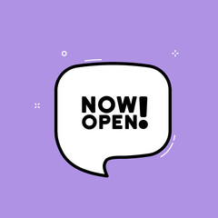 Speech bubble with now open text. Boom retro comic style. Pop art style. Vector line icon for Business and Advertising