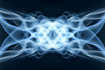 abstract graphics black blue fractal reflection symbol, design effect meditation background