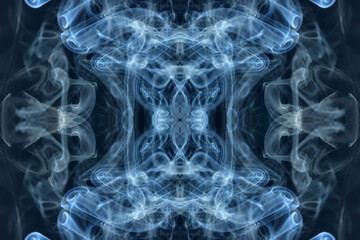 Obraz premium abstract graphics black blue fractal reflection symbol, design effect meditation background