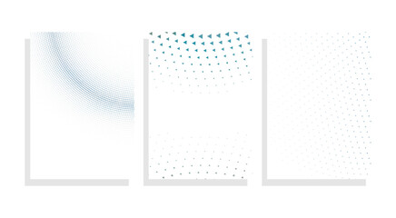 blue triangle halftone vector background set