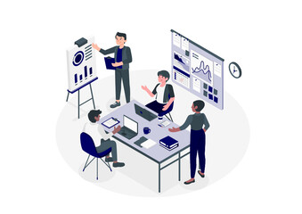 business people with chart in the event