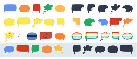 Set of stickers. Multicolored, stylized stickers isolated on a white background. Flat vector illustration. Eps10