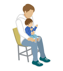 Man sitting in a chair with a child in her arms - long sleeves
