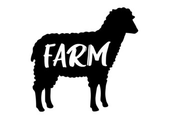 sheep with text, black clip art