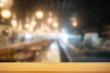 Table top on cafe background.