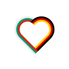unity concept. heart ribbon icon of bulgaria and germany flags. vector illustration isolated on white background