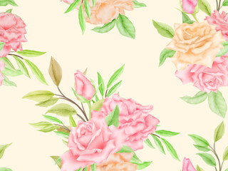Seamless Pattern with Floral Watercolor