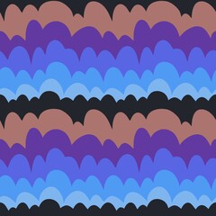 Seamless waves pattern with cartoon clouds for wallpaper and fabrics and packaging and linens and kids