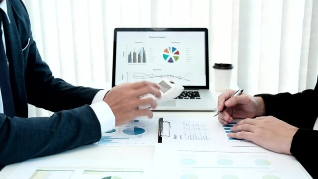 Business meeting, Brainstorming between financiers and accountants analyzing data to plan a company's tax breaks and cost savings, Business Strategy Modification, Working together.