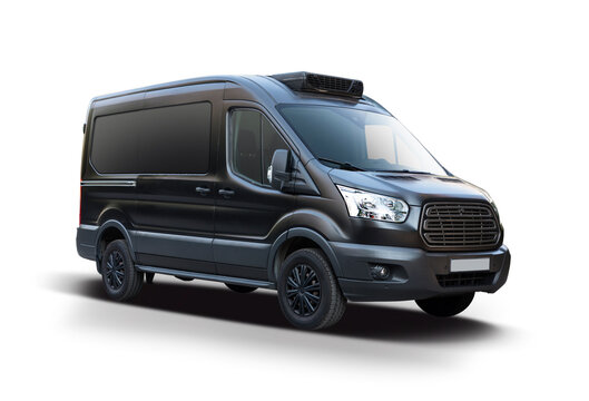 Ford Transit Black Van, Isolated On White Background, 29 July 2020, Thessaloniki, Greece