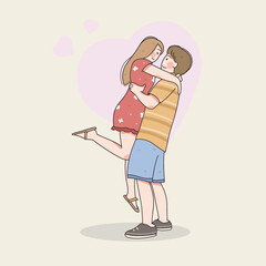 happy love couple fall in love, illustration, valentine celebration