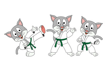 cute cat animal cartoon karate