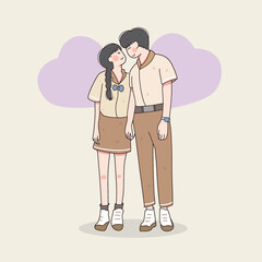 happy love couple fall in love, illustration, valentine celebration