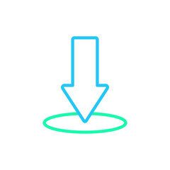 Isolated download icon. UI and UX element of app and web. It use analogous color scheme, created as simple as possible to achieve minimal size but the quality of vector graphic is still maintained.
