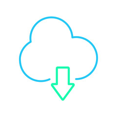 Isolated download icon. UI and UX element of app and web. It use analogous color scheme, created as simple as possible to achieve minimal size but the quality of vector graphic is still maintained.