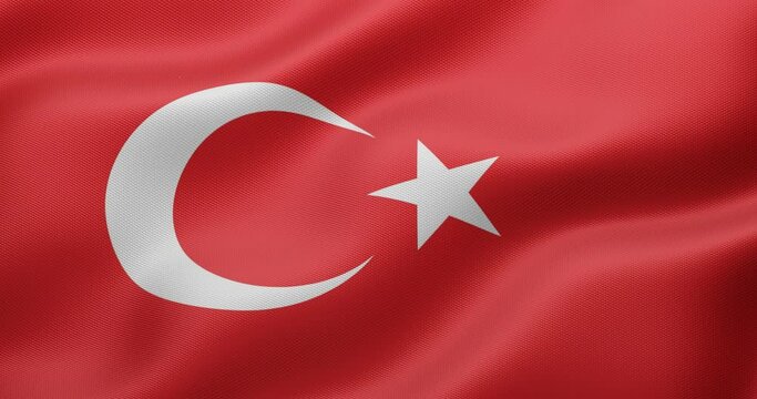 4K 3D Seamless loop animation of the Turkish flag. Accurate dimensions and official colors. Symbol of patriotism and freedom...