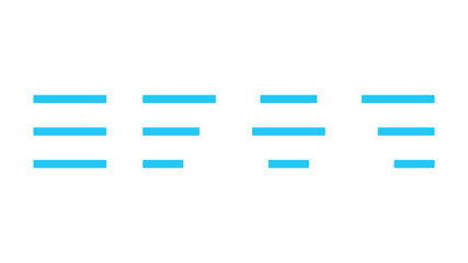 Set of Isolated text alignment icon, UI and UX element. It use analogous color scheme, created as simple as possible to achieve minimal size but the quality of vector graphic is still maintained.
Set 