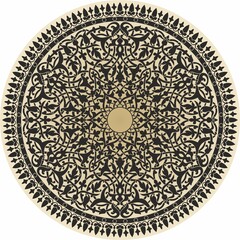 Vector golden arabic national round ornament. Ethnic circle, eastern and african peoples of asia, persia, iran, iraq, syria.