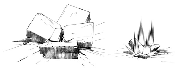 戦闘で空いた地面の穴E,F © SOZAI wo DOUZO