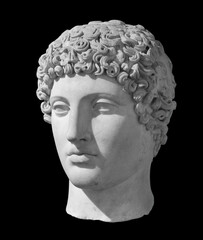 Ancient statue of the antique god of commerce, merchants and travelers Hermes - Mercury. Head...