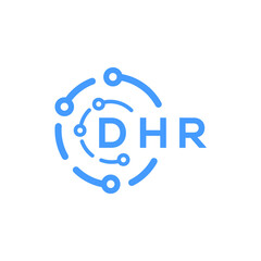 DHR technology letter logo design on white  background. DHR creative initials technology letter logo concept. DHR technology letter design.