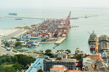Aerial view of Port of Colombo, Sri Lanka