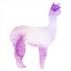 lama watercolor silhouette, on white background, isolated, vector