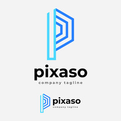 P Letter Type Pixel Ratio Prism Logo Design