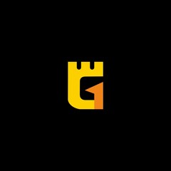 Castle G lettermark logo icon design vector on dark background.