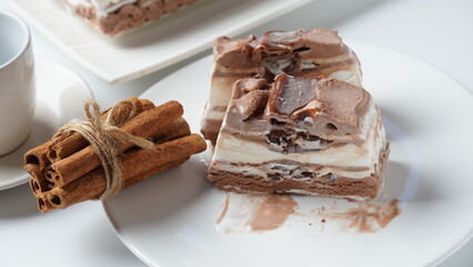 Chocolate and Vanilla Flavored vegetable fat ice cream with cemacao