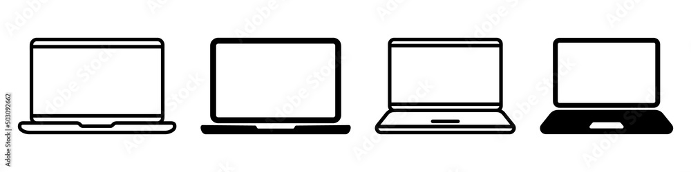 Leinwandbilder set of laptop vector icons on differents style. notebook screen. monitor icon for graphic design pro
